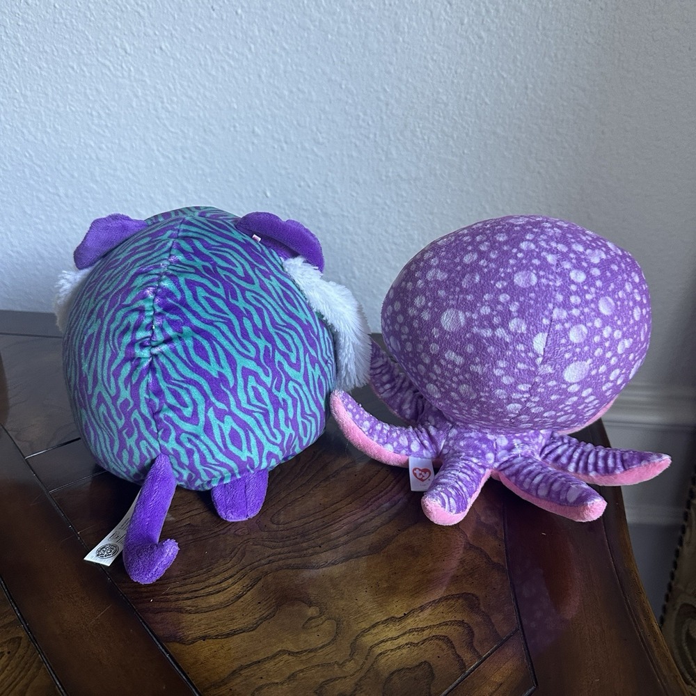 Ty Beanie Boo Legs the Purple Octopus and Pikmi Pops Jungle the Tiger Plush - Picture 5 of 15